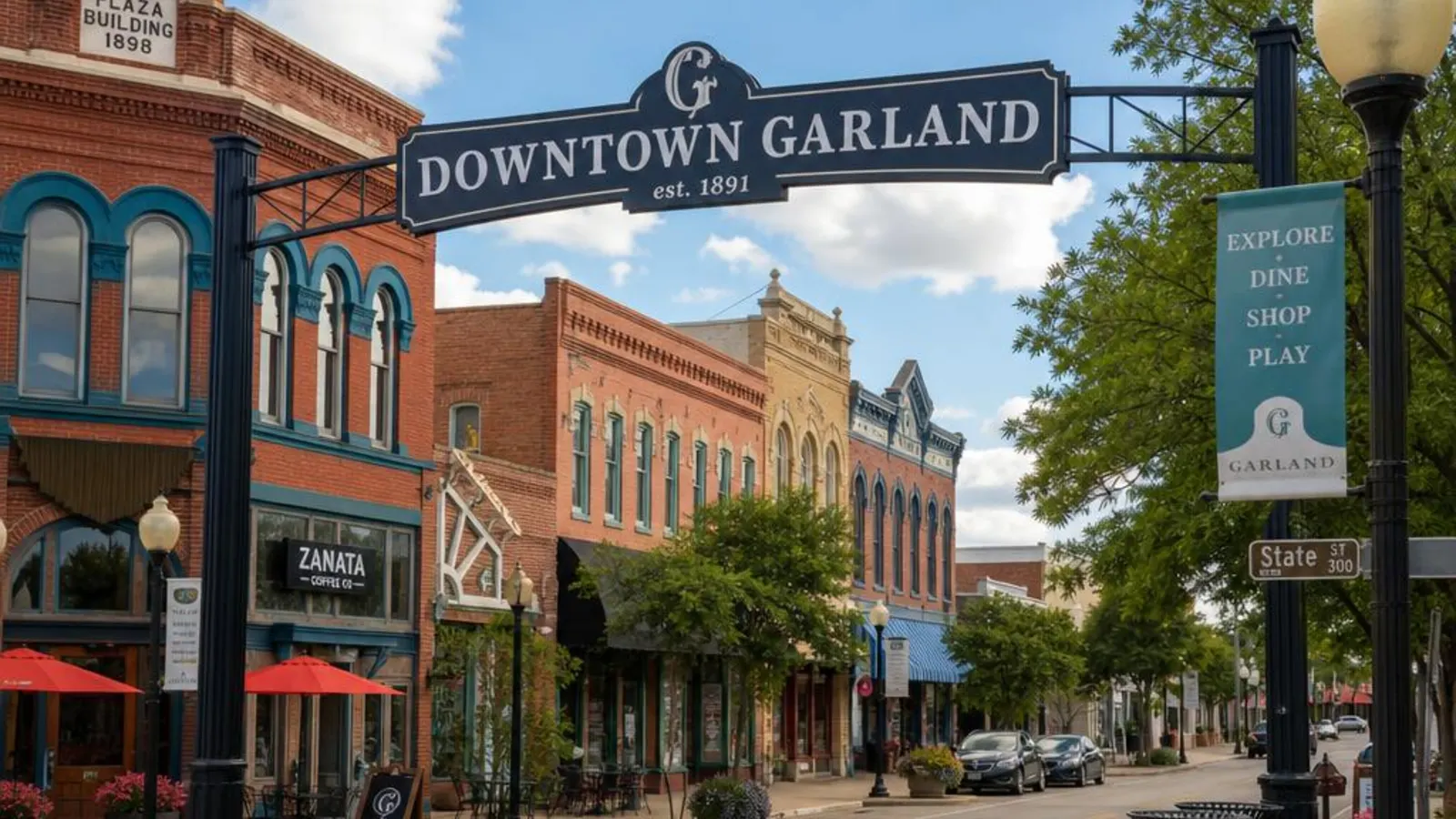 Historic downtown Garland, Texas town square